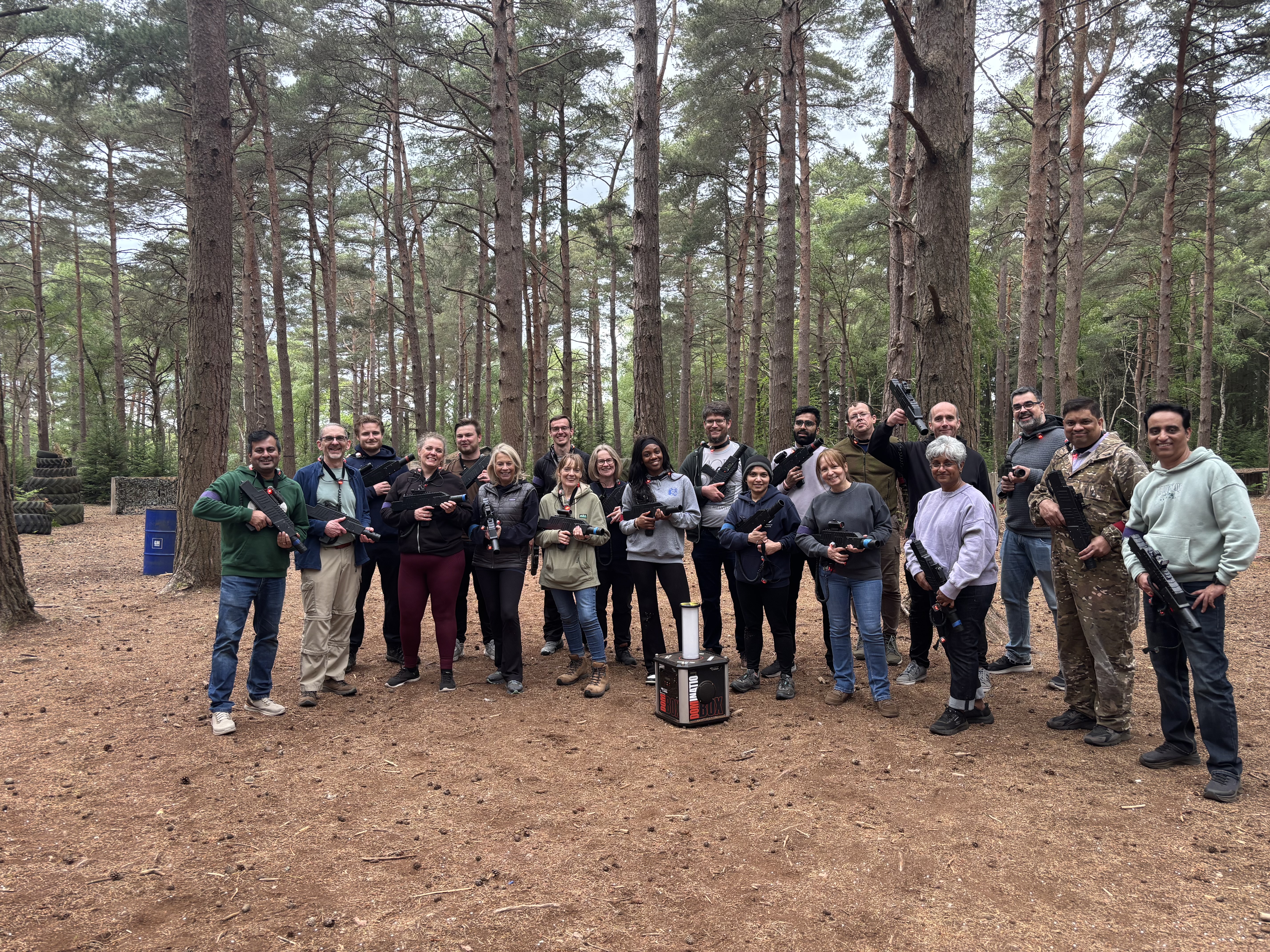 Corporate group taking part in a laser tag session